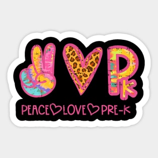 Leopard Peace Love Pre-K Prek First Day Of School Teacher Sticker